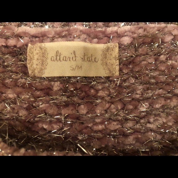 Altar’d state pink sweater woven with silver metallic thread size S/M - Picture 2 of 3